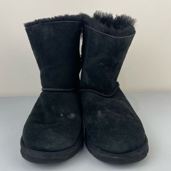 UGG Boots Bailey Bow Sheepskin Size 6 Black - Picture 3 of 12